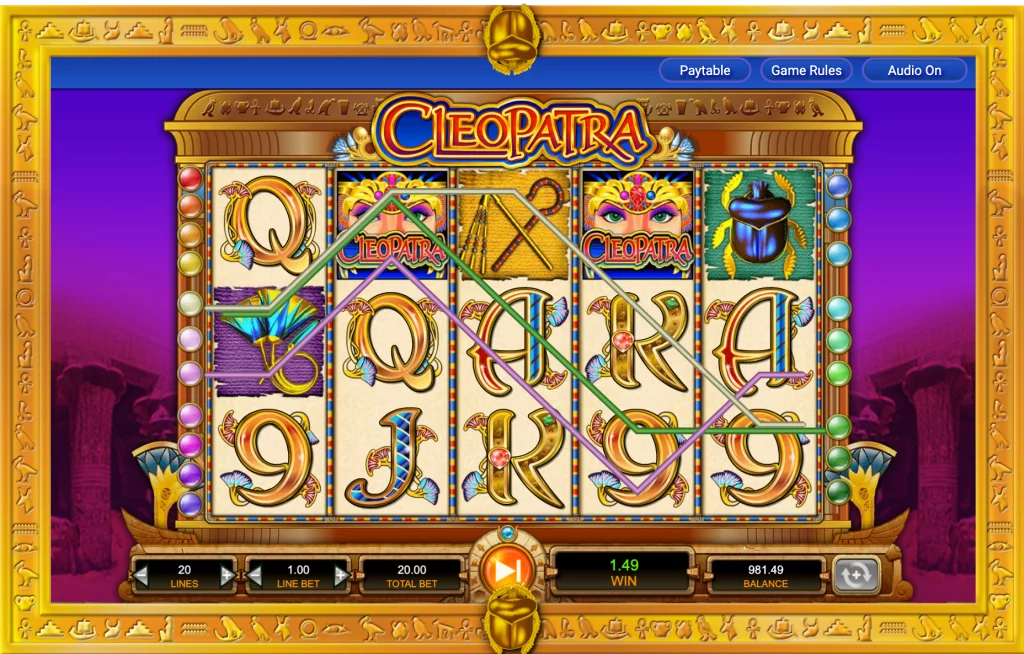 Tangkapan layar slot online Cleapatra dari IGT