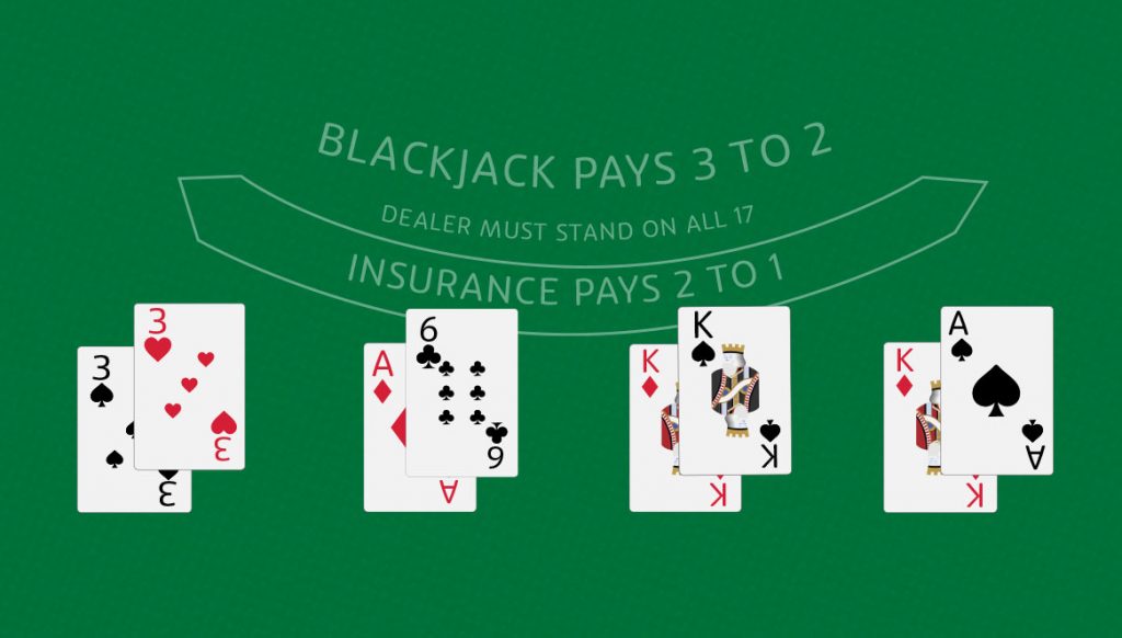 Graph of the frequencies of the various Blackjack hands